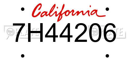 7H44206 California License Plate