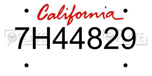 7H44829 California License Plate