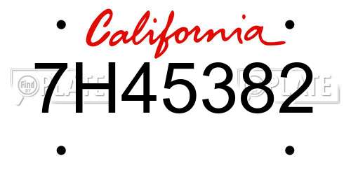 7H45382 California License Plate