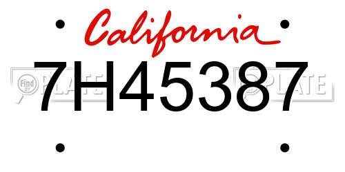 7H45387 California License Plate