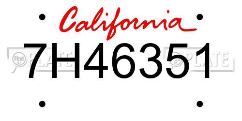 7H46351 California License Plate