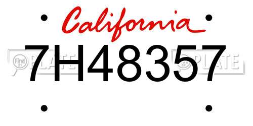 7H48357 California License Plate