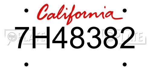 7H48382 California License Plate