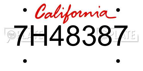 7H48387 California License Plate