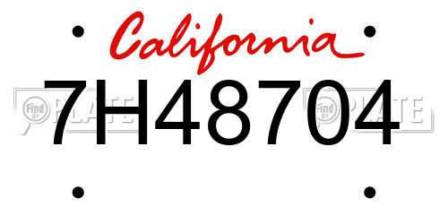 7H48704 California License Plate