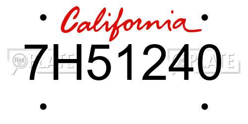 7H51240 California License Plate
