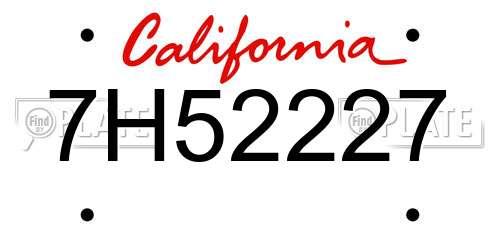 7H52227 California License Plate