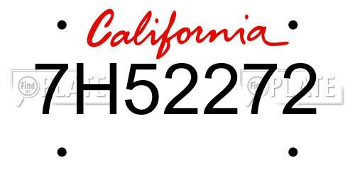 7H52272 California License Plate