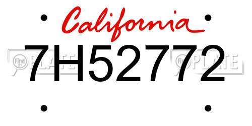 7H52772 California License Plate