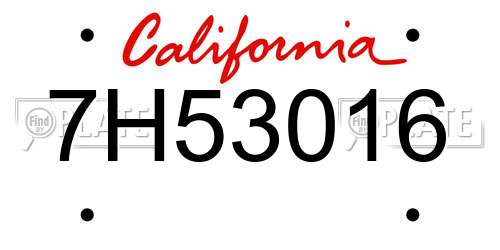 7H53016 California License Plate