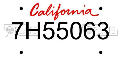 7H55063 California License Plate
