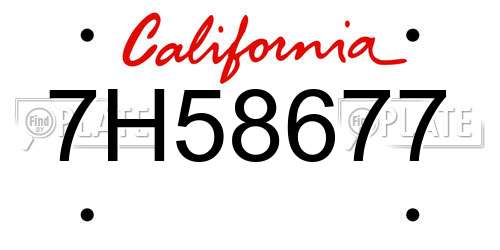 7H58677 California License Plate