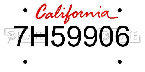 7H59906 California License Plate