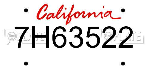 7H63522 California License Plate
