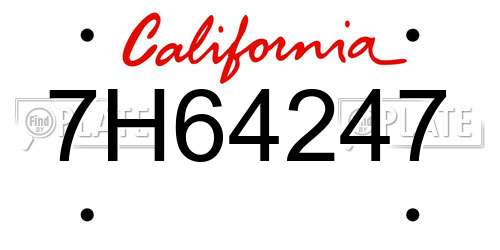 7H64247 California License Plate