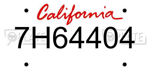 7H64404 California License Plate