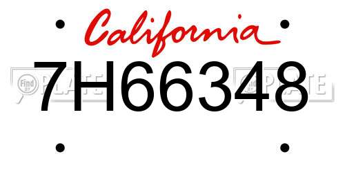 7H66348 California License Plate