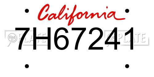 7H67241 California License Plate