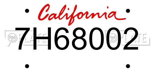7H68002 California License Plate