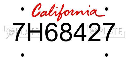 7H68427 California License Plate