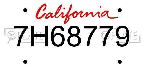 7H68779 California License Plate