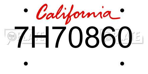 7H70860 California License Plate