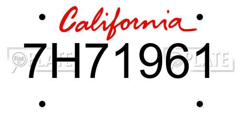 7H71961 California License Plate