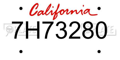 7H73280 California License Plate