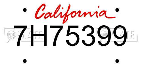 7H75399 California License Plate