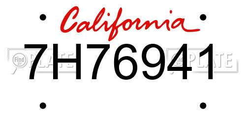 7H76941 California License Plate
