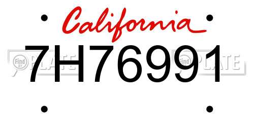 7H76991 California License Plate
