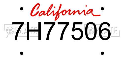 7H77506 California License Plate