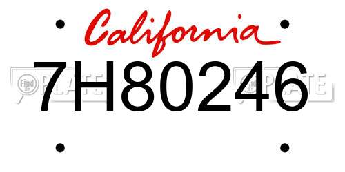 7H80246 California License Plate