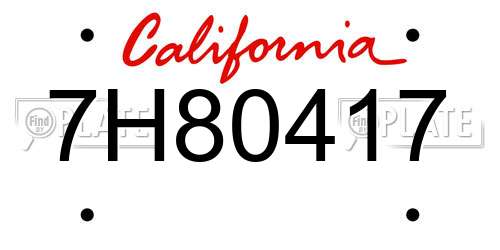 7H80417 California License Plate