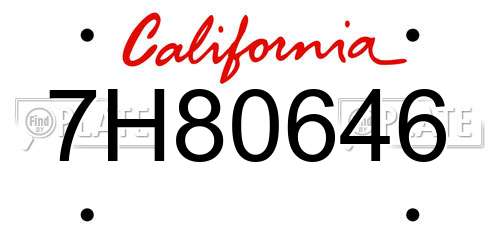 7H80646 California License Plate