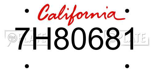 7H80681 California License Plate