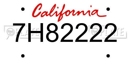 7H82222 California License Plate