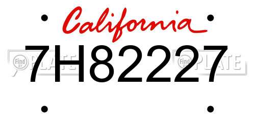 7H82227 California License Plate