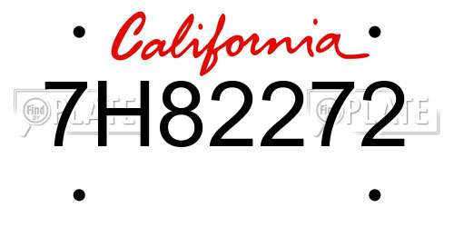7H82272 California License Plate