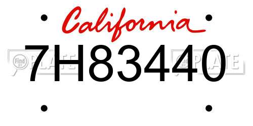 7H83440 California License Plate