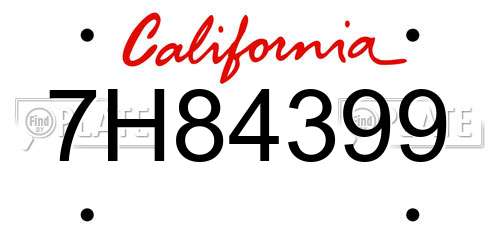 7H84399 California License Plate