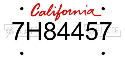 7H84457 California License Plate