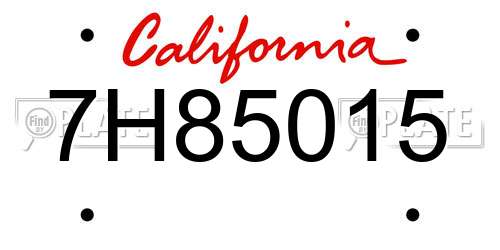 7H85015 California License Plate