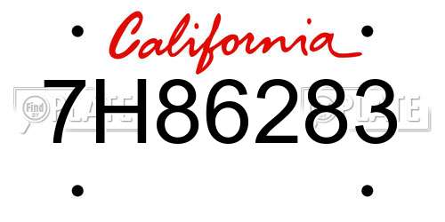 7H86283 California License Plate