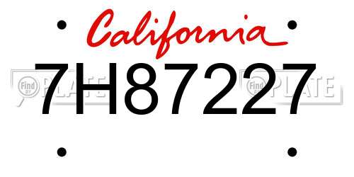 7H87227 California License Plate