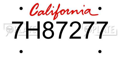 7H87277 California License Plate