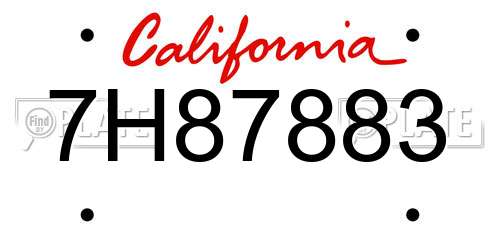 7H87883 California License Plate