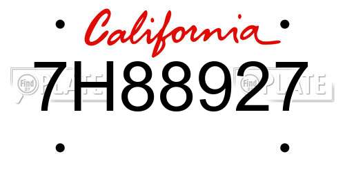 7H88927 California License Plate