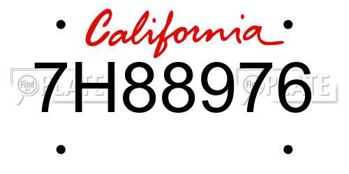 7H88976 California License Plate