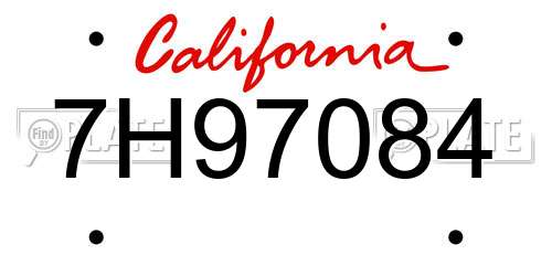 7H97084 California License Plate